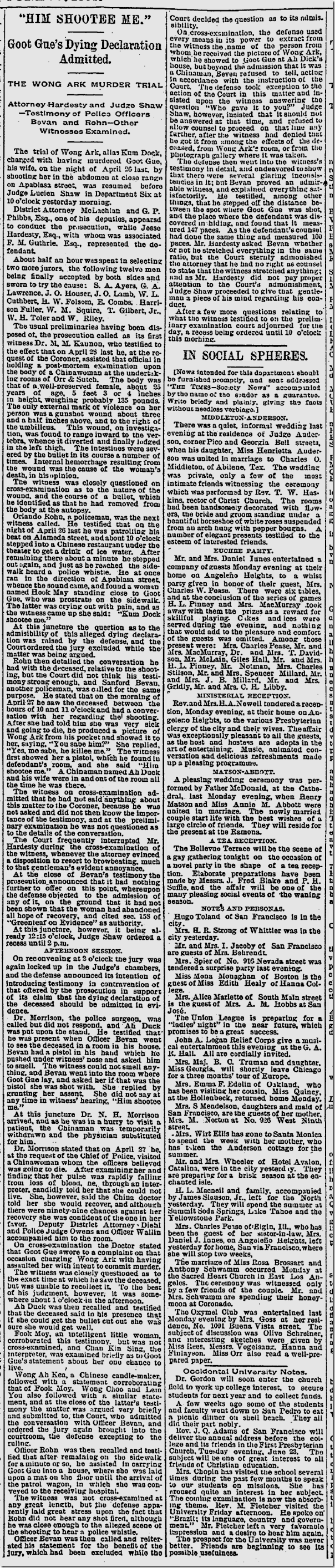 June 10, 1891: Chinese Murder