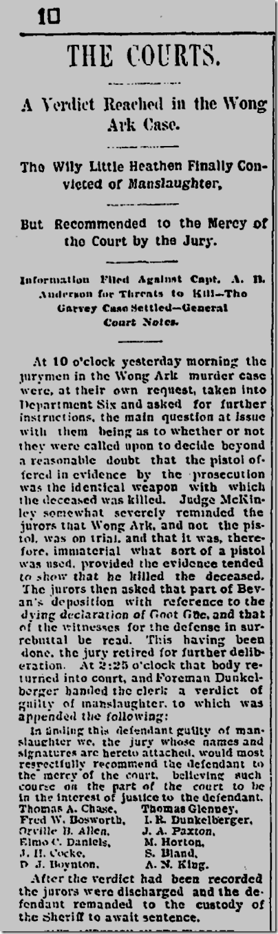 November 23, 1892: Chinese Murder