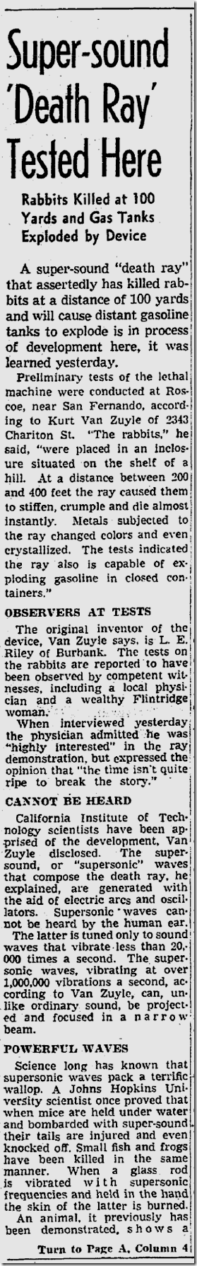 June 4, 1941: Death Ray Tested Here