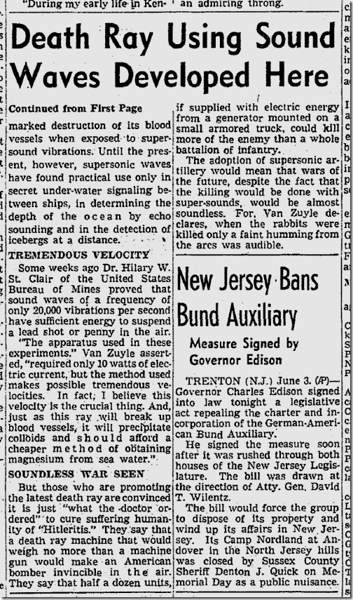 June 4, 1941: Death Ray Tested Here