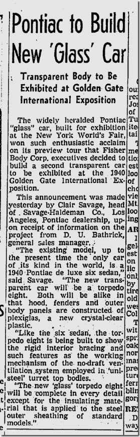 April 28, 1940, Glass Car 