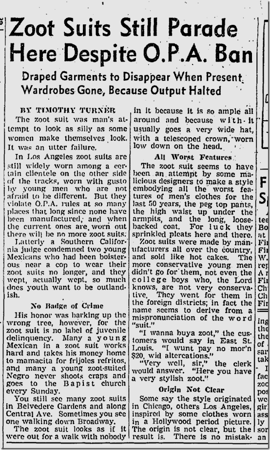 March 22, 1943, Zoot Suits March 22, 1943, Zoot Suits