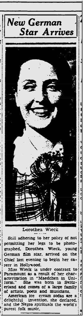 April 15, 1933, Dorothea Wieck