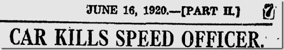 June 16, 1920, LAPD Officer Killed 