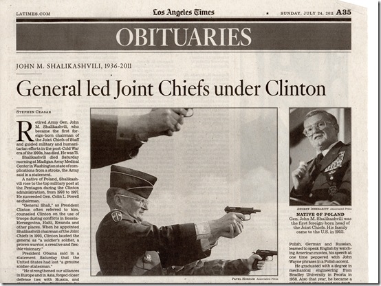 July 24, 2011, Shalikashvilli