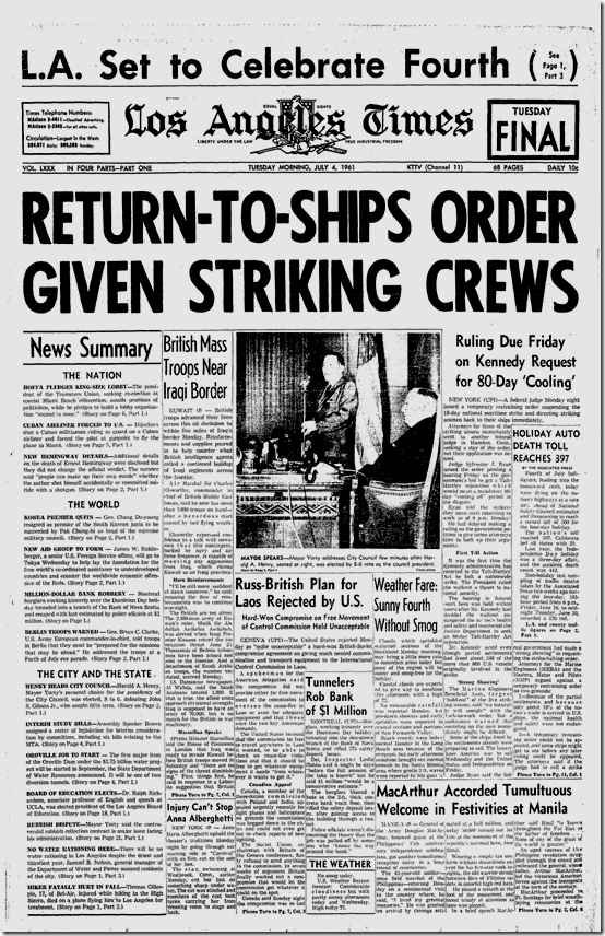 July 4, 1961, Los Angeles Times 