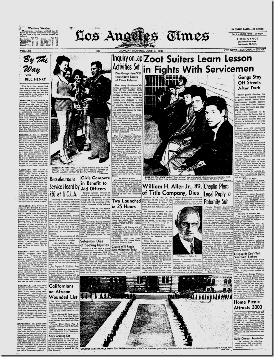 June 7, 1943, Zoot Suiters 