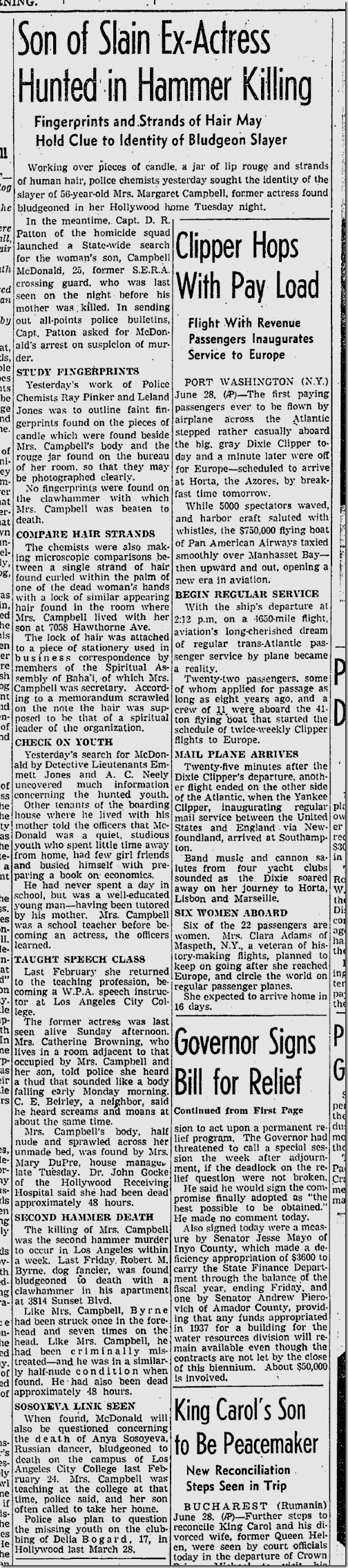 June 29, 1939, Margaret Campbell 