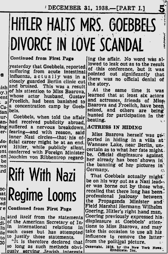 Dec. 31, 1938, Baarova-Goebels 