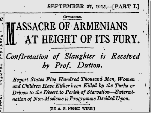 Sept. 27, 1915, Massacre of Armenians Sept. 27, 1915, Massacre of Armenians