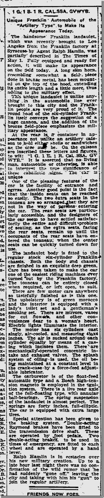 May 21, 1910, Gen. Otis Car 