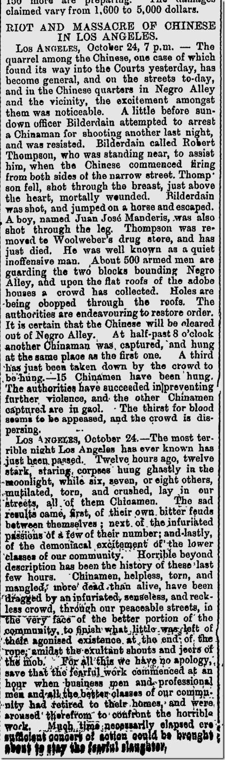 Oct. 24, 1871, Chinese Massacre Oct. 24, 1871, Chinese Massacre