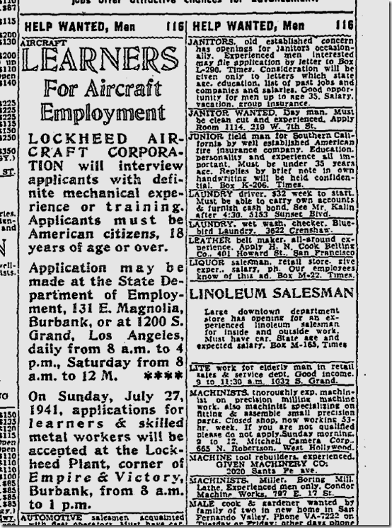 July 27, 1941, Help Wanted July 27, 1941, Help Wanted