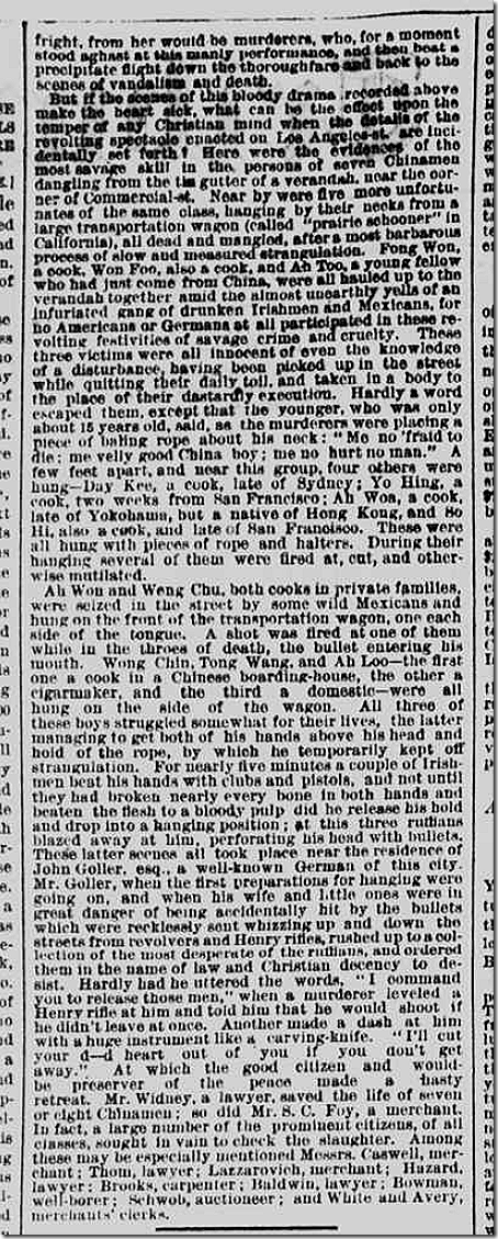 Oct. 26, 1871, Chinese Massacre Oct. 26, 1871, Chinese Massacre