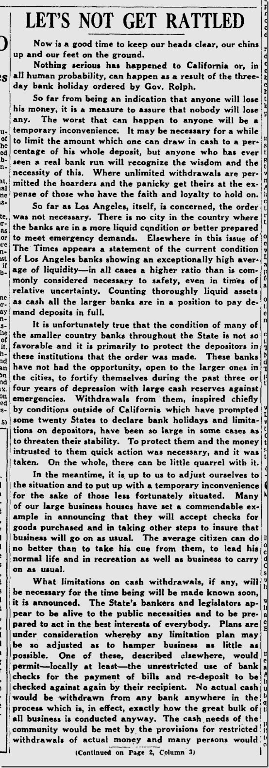 March 3, 1933, Bank Holiday March 3, 1933, Bank Holiday