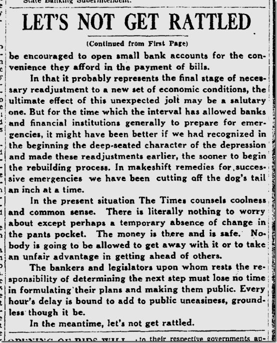 March 3, 1933, Bank Holiday March 3, 1933, Bank Holiday