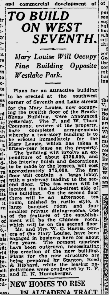 March 26, 1922, Mary Louise Tea Room 