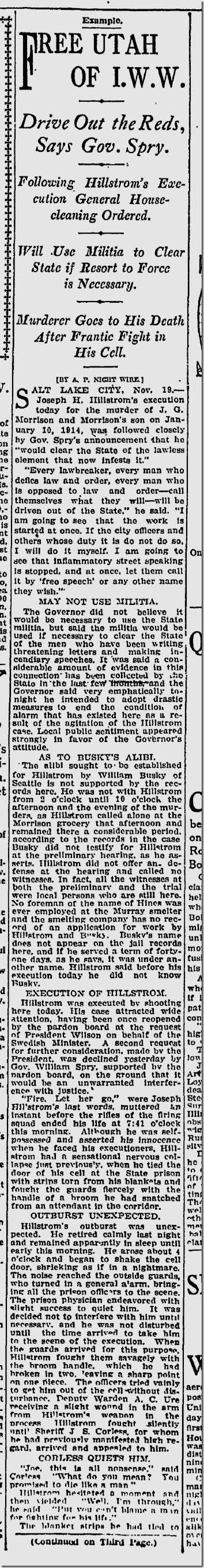 Nov. 20, 1915, Joe Hill Nov. 20, 1915, Joe Hill