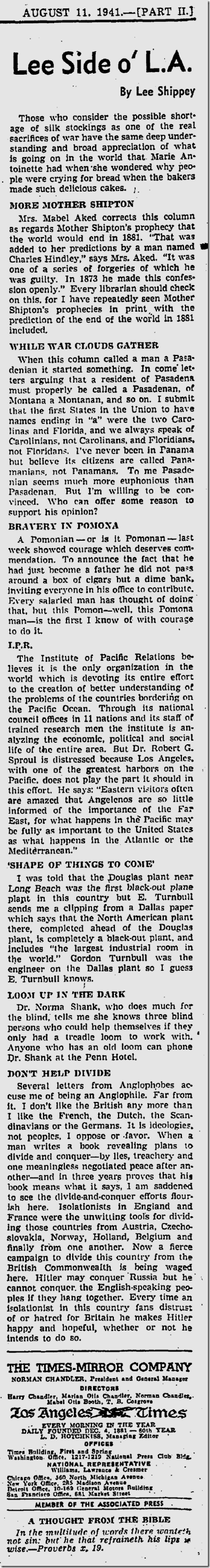 Aug. 11, 1941, Lee Shippey