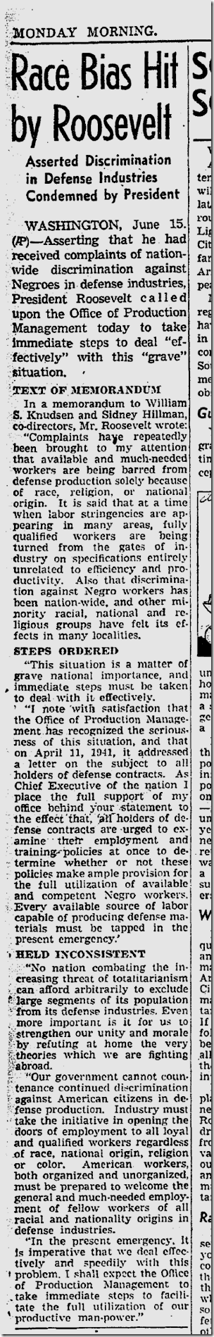 June 16, 1941, Job Bias 