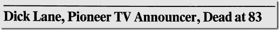 Sept. 6, 1982, Dick Lane Dies 
