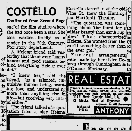Jan. 29, 1957, Helene Costello 