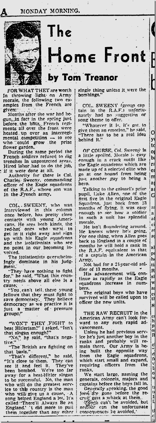 Sept. 1, 1941, Tom Treanor 