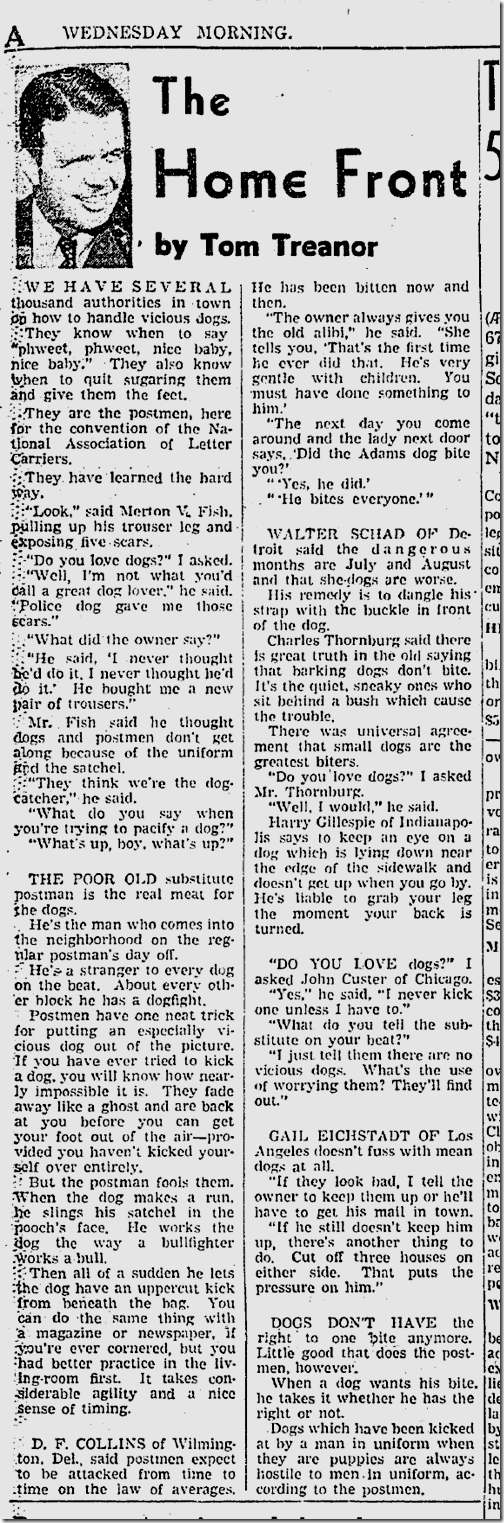 Sept. 3, 1941, Tom Treanor 