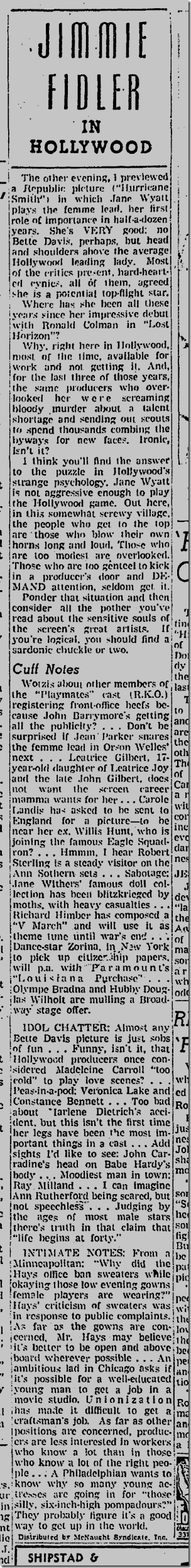 Sept. 3, 1941, Jimmie Fidler 