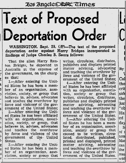 Sept. 30, 1941, Harry Bridges 
