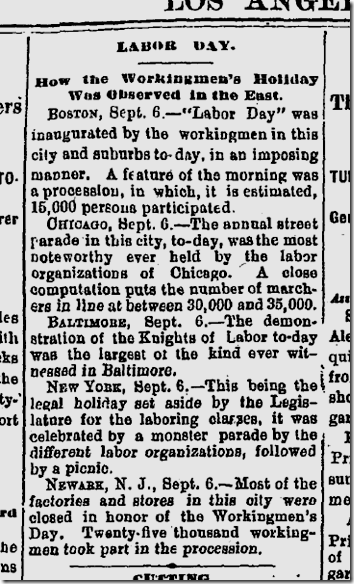 Sept. 7, 1886, Labor Day Sept. 7, 1886, Labor Day