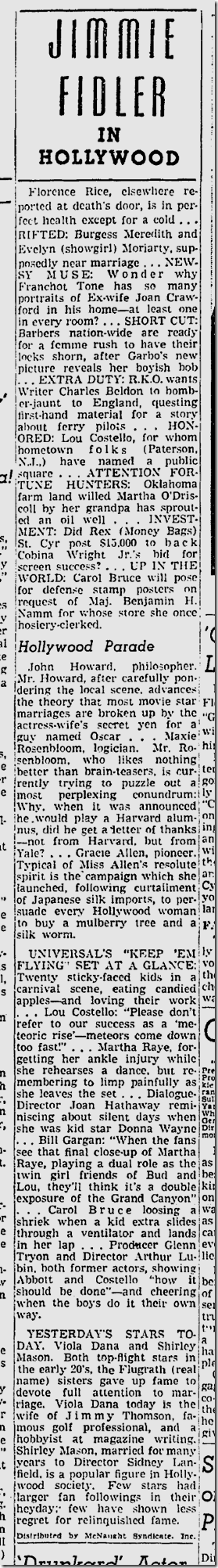 Sept. 15, 1941, Jimmie Fidler 