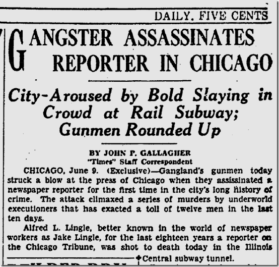 June 10, 1930, Jake Lingle 