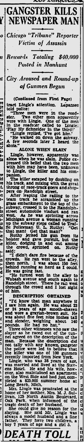 June 10, 1930, Jake Lingle 