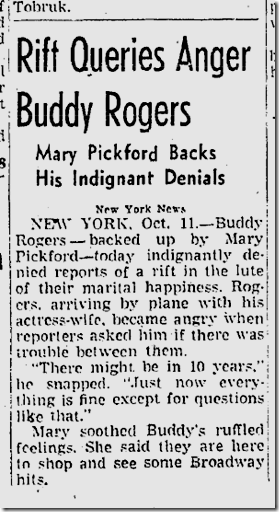 Oct 12, 1941, Buddy Rogers and Mary Pickford 