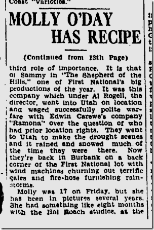 Oct. 16, 1927, Molly O'Day 