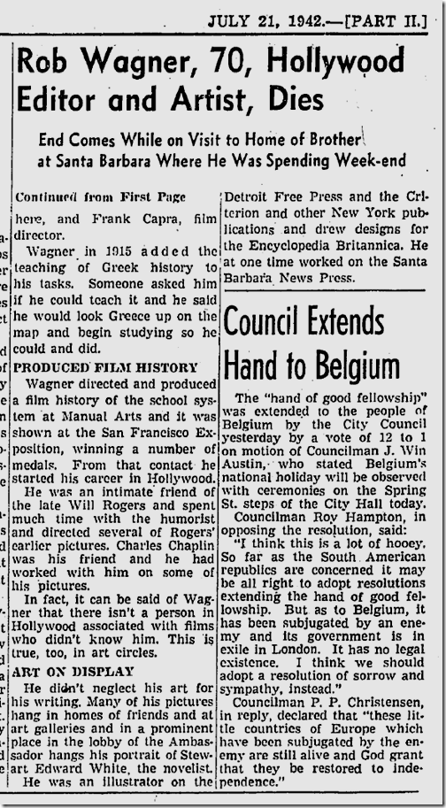 July 21, 1942, Rob Wagner 