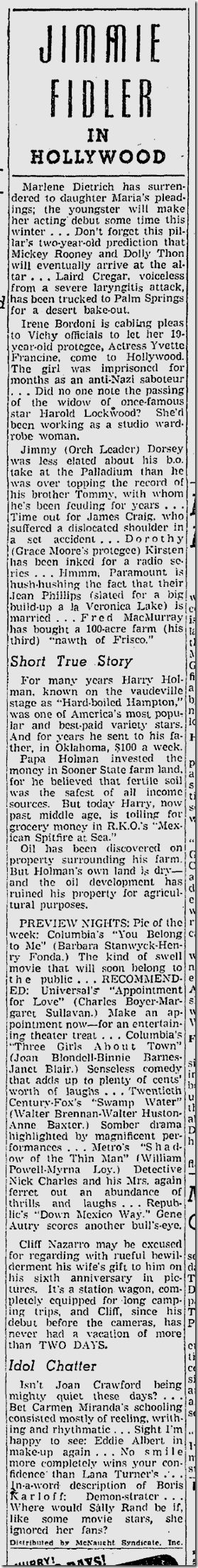 Oct. 28, 1941, Jimmie Fidler 
