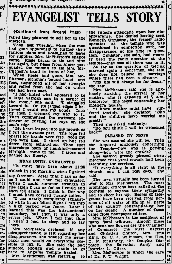 June 24, 1926, Aimee Semple McPherson 