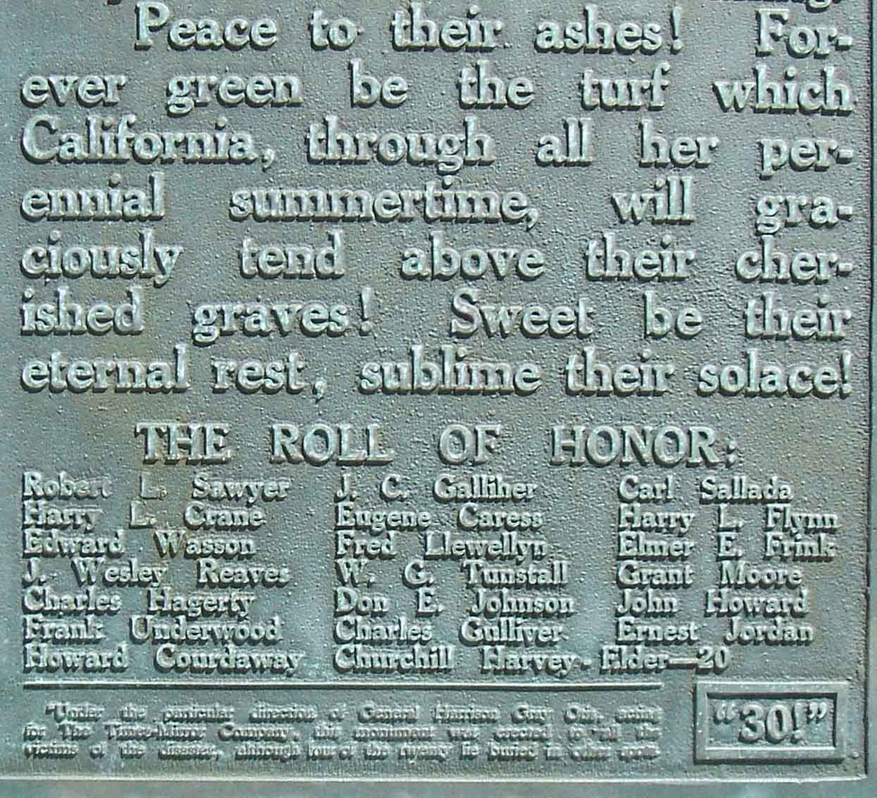 Names of Los Angeles Times bombing victims