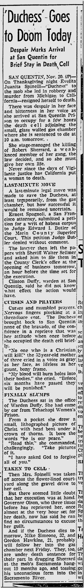 Noc. 21, 1941, Juanita "The Duchess" Spinelli 