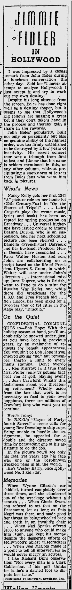 No. 21, 1941, Jimmie Fidler 