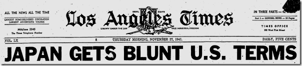 Nov. 27, 1941, Japan Gets Blunt Terms 