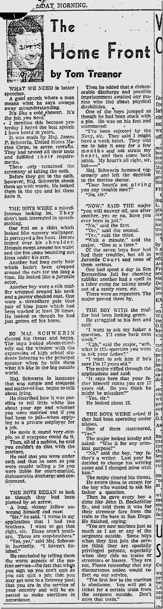 Nov. 27, 1941, Tom Treanor 