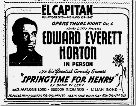 Nov. 30, 1941, Springtime for Henry