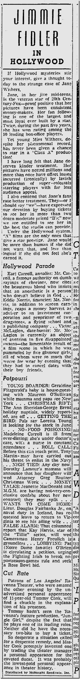 Dec. 1, 1941, Jimmie Fidler Dec. 1, 1941, Jimmie Fidler