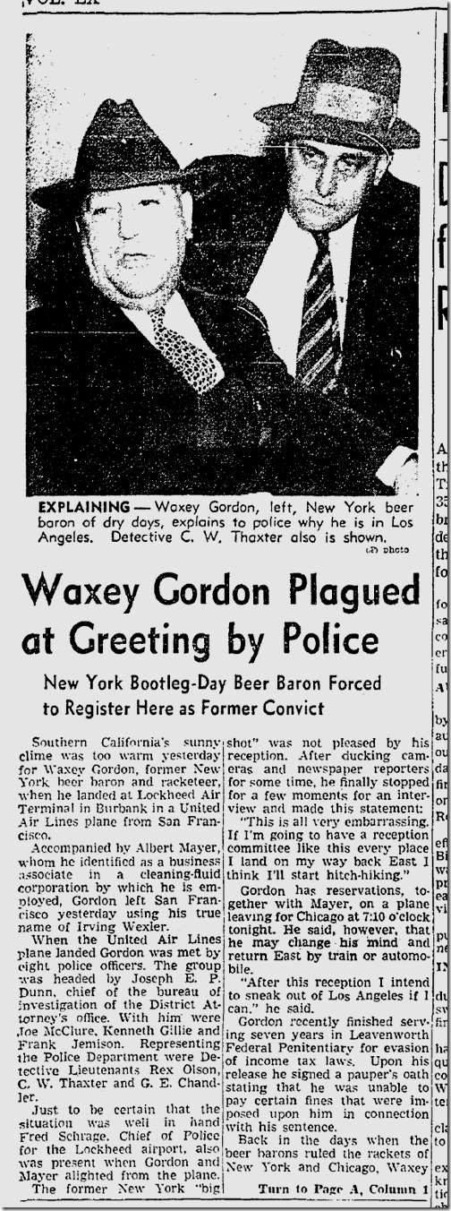 Nov. 7, 1941, Waxey Gordon Nov. 7, 1941, Waxey Gordon