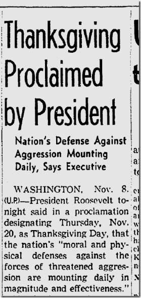 Nov. 9, 1941, Thanksgiving 