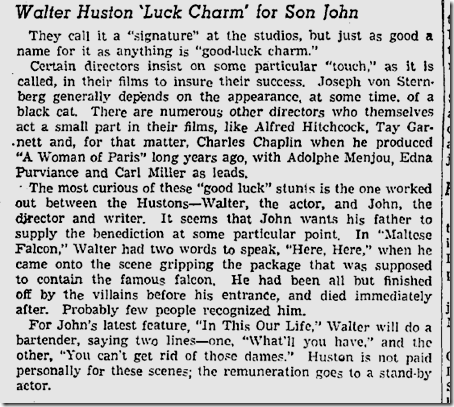 Nov. 12, 1941, Walter Huston Nov. 12, 1941, Walter Huston