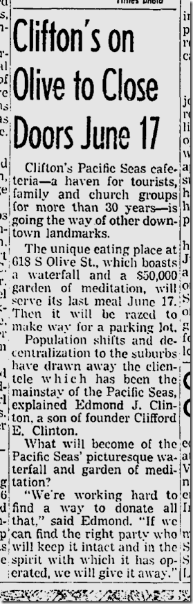 June 9, 1960, Clifton's 